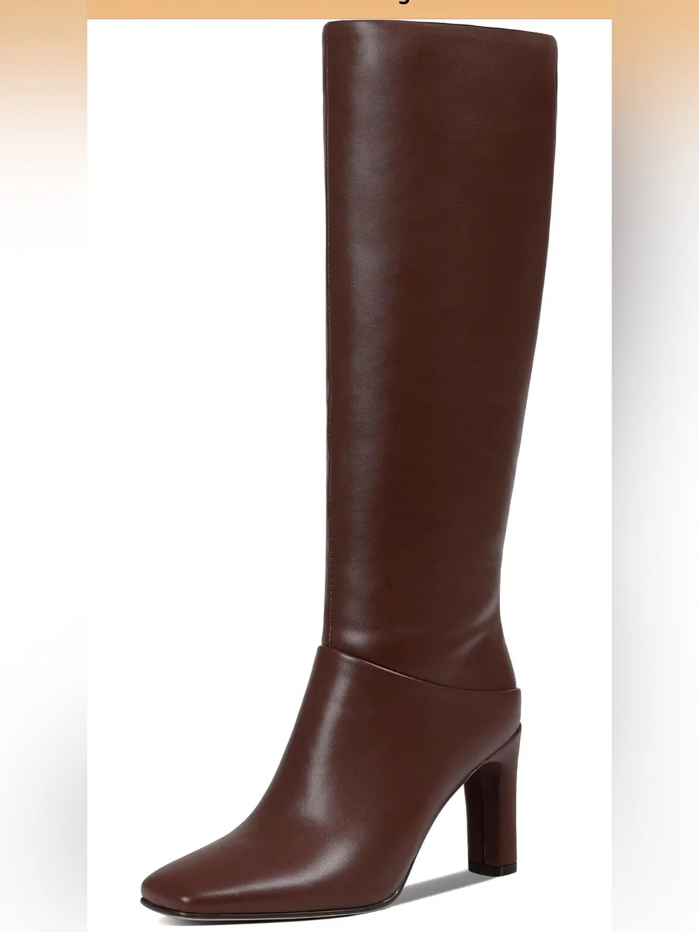 Uacllcau Women's Tall Brown Leather High-Heel Boot